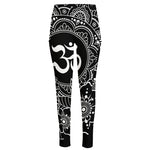 Black And White Om Print High-Waisted Pocket Leggings