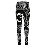 Black And White Om Print High-Waisted Pocket Leggings