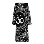 Black And White Om Print Hooded Bathrobe