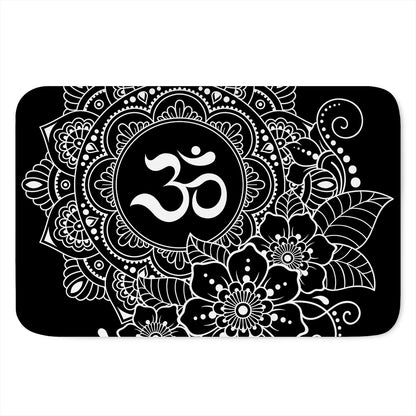 Black And White Om Print Indoor Door Mat