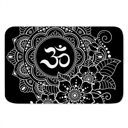 Black And White Om Print Indoor Door Mat