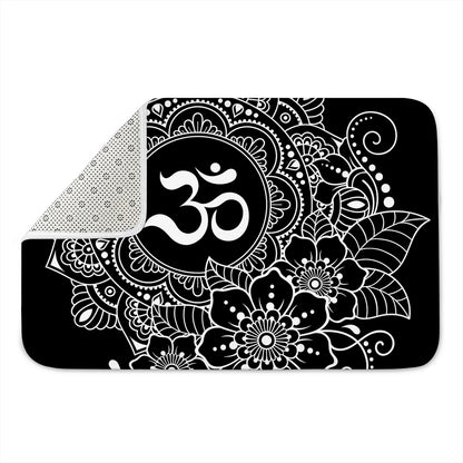Black And White Om Print Indoor Door Mat