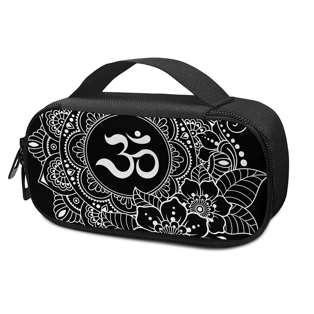 Black And White Om Print Insulin Cooler Travel Case