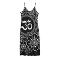 Black And White Om Print Jersey Midi Cami Dress