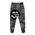 Black And White Om Print Jogger Pants