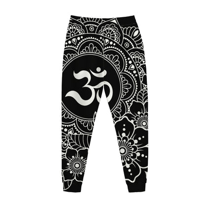 Black And White Om Print Jogger Pants