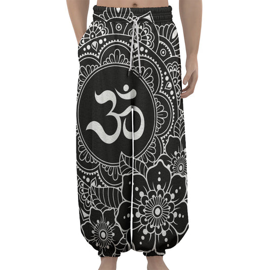 Black And White Om Print Lantern Pants