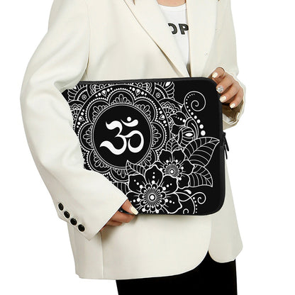 Black And White Om Print Laptop Sleeve