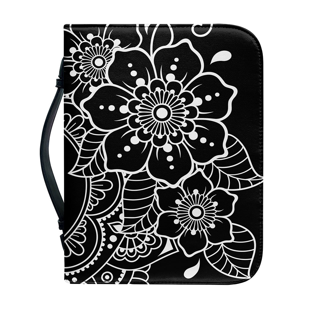 Black And White Om Print Leather Bible Cover