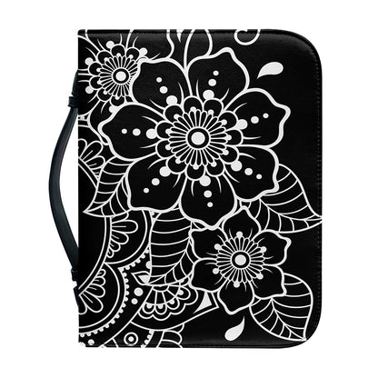 Black And White Om Print Leather Bible Cover