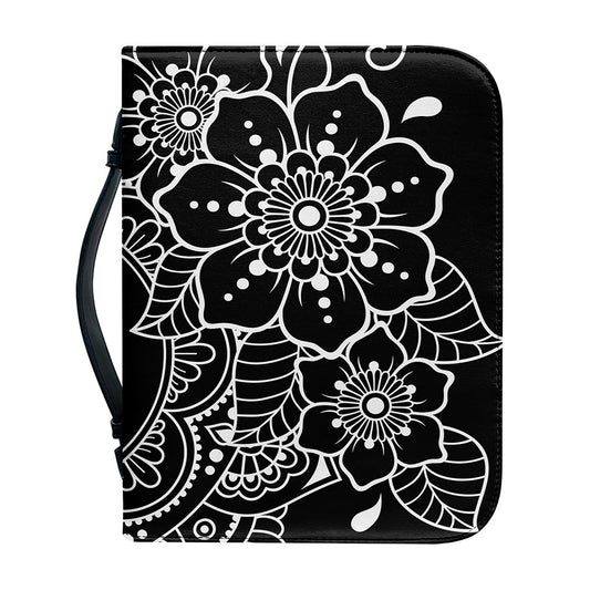 Black And White Om Print Leather Bible Cover