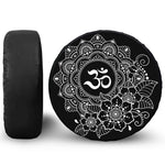 Black And White Om Print Leather Spare Tire Cover