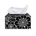 Black And White Om Print Leather Tissue Box Cover