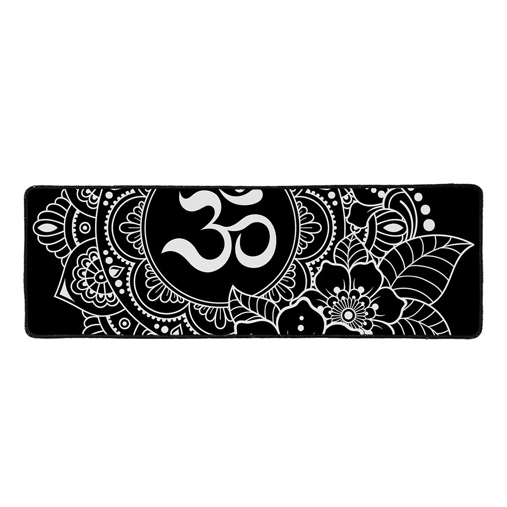 Black And White Om Print Long Kitchen Mat