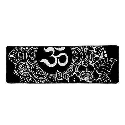 Black And White Om Print Long Kitchen Mat