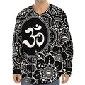 Black And White Om Print Long Sleeve Baseball Jersey