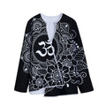 Black And White Om Print Long Sleeve Short Coat