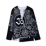 Black And White Om Print Long Sleeve Short Coat