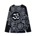 Black And White Om Print Long Sleeve Short Coat