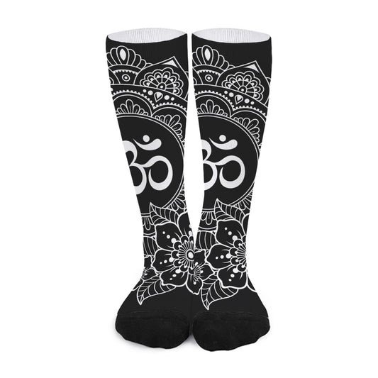 Black And White Om Print Long Socks