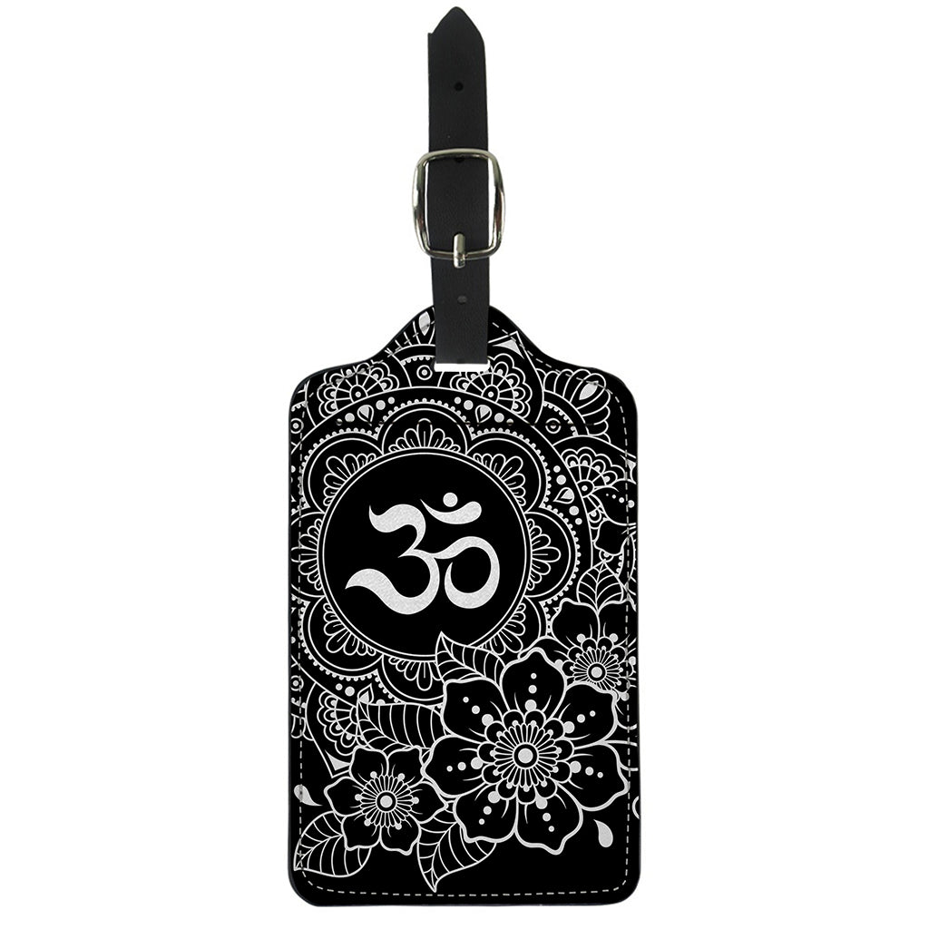 Black And White Om Print Luggage Tag