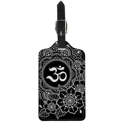 Black And White Om Print Luggage Tag