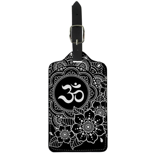 Black And White Om Print Luggage Tag