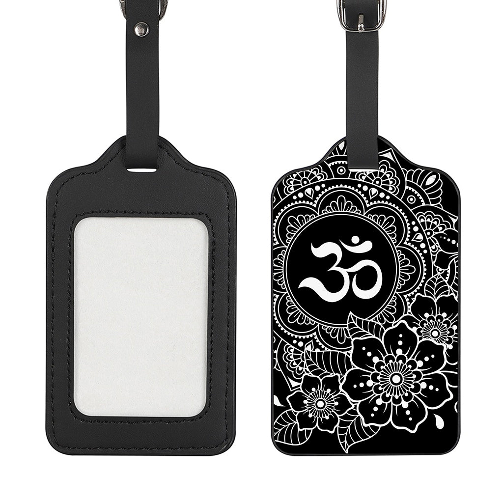 Black And White Om Print Luggage Tag