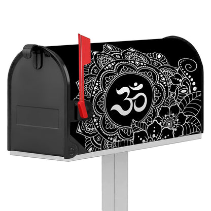Black And White Om Print Mailbox Cover