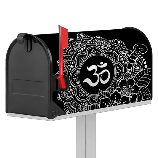 Black And White Om Print Mailbox Cover