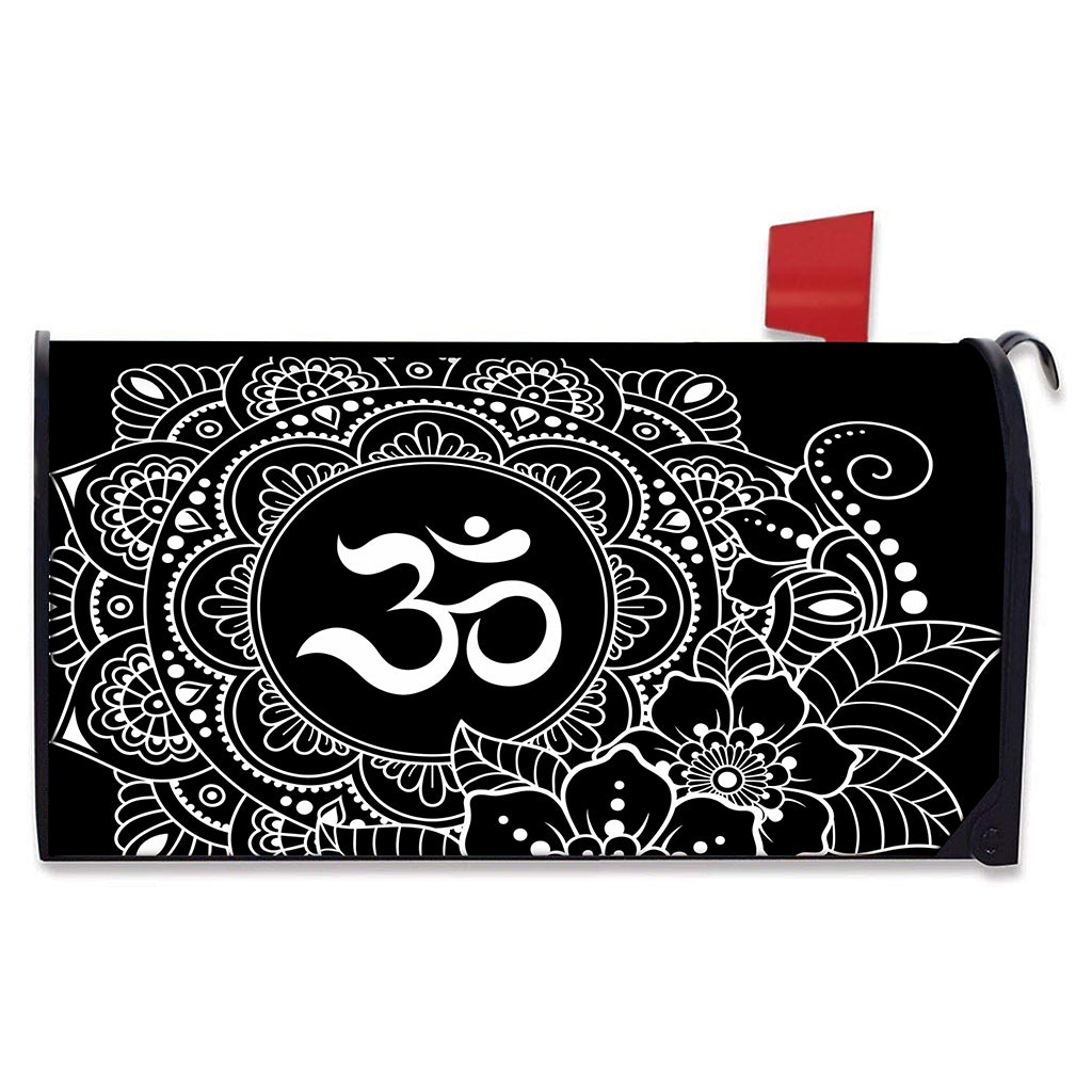 Black And White Om Print Mailbox Cover