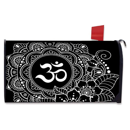 Black And White Om Print Mailbox Cover