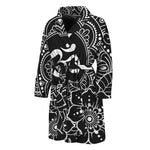 Black And White Om Print Men's Bathrobe