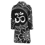 Black And White Om Print Men's Bathrobe