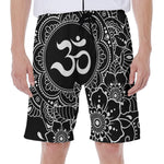 Black And White Om Print Men's Beach Shorts