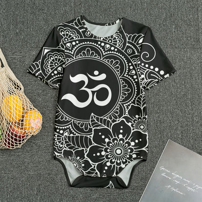 Black And White Om Print Men's Bodysuit