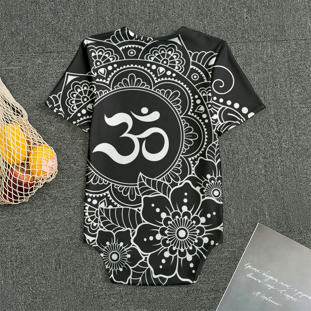 Black And White Om Print Men's Bodysuit