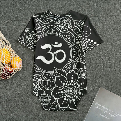Black And White Om Print Men's Bodysuit
