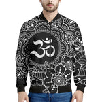 Black And White Om Print Men's Bomber Jacket