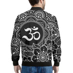 Black And White Om Print Men's Bomber Jacket