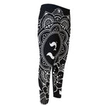 Black And White Om Print Men's Compression Pants