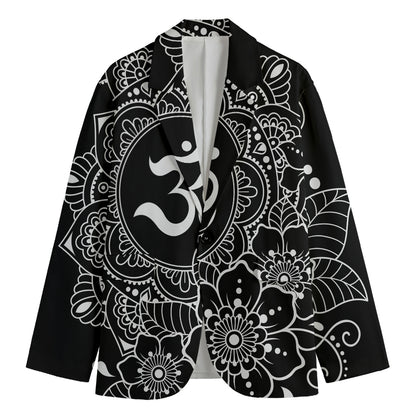 Black And White Om Print Men's Cotton Blazer