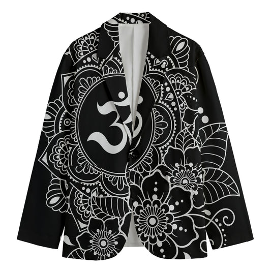 Black And White Om Print Men's Cotton Blazer