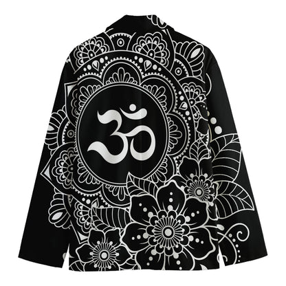 Black And White Om Print Men's Cotton Blazer
