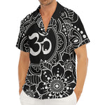 Black And White Om Print Men's Deep V-Neck Shirt