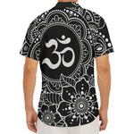 Black And White Om Print Men's Deep V-Neck Shirt