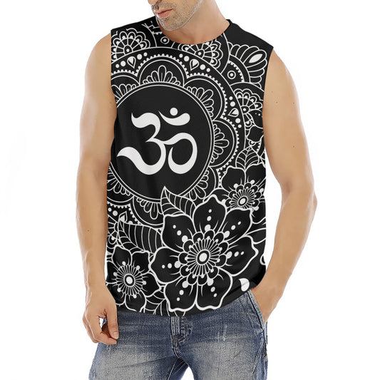 Black And White Om Print Men's Fitness Tank Top