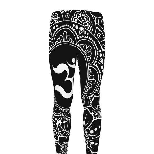 Black And White Om Print Men's leggings