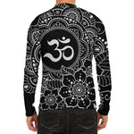 Black And White Om Print Men's Long Sleeve Rash Guard