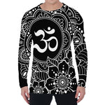 Black And White Om Print Men's Long Sleeve T-Shirt